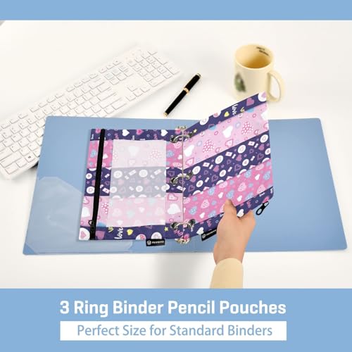 ZAZYXTJ Personalized Heart Binder Pencil Pouchs 3 Ring | with Zipper Clear Window Office Organizers bag for School Students Teacher Supplies 2 Pack - color: Heart