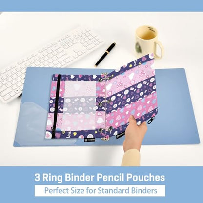 ZAZYXTJ Personalized Heart Binder Pencil Pouchs 3 Ring | with Zipper Clear Window Office Organizers bag for School Students Teacher Supplies 2 Pack - color: Heart
