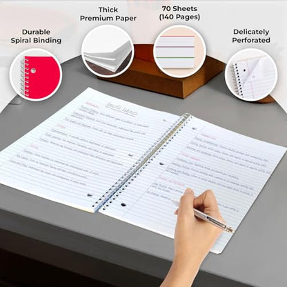 Rosmonde 5000 Packs (Pallet) 1 Subject Notebooks Bulk, Wide Ruled,70 Sheets | Spiral Notebook Bulk, Wide Ruled, 140 pages, 8 x 10-1/2", Bulk Spiral Notebooks for School Districts, 4-7 Days Transit - size: 5000 Pack | District Pallet