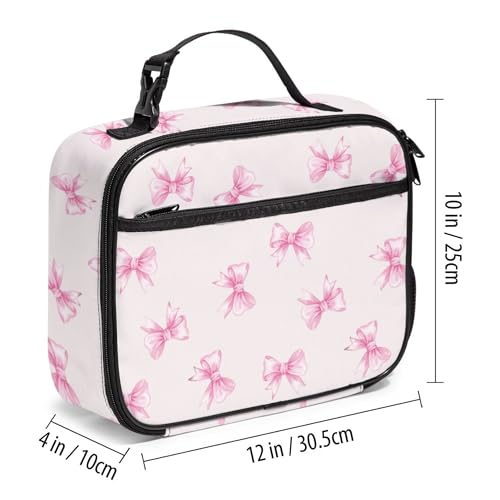 WOBAGMEN Pink Bow Lunch Box for Kids, Cute Insulated Lunch Bag for Boys Girls,Waterproof Lunch Box with Water Bottle Holder for Teens Adults Picnic Travel Back to School (Pink Big Bow) - color: Pink Big Bow