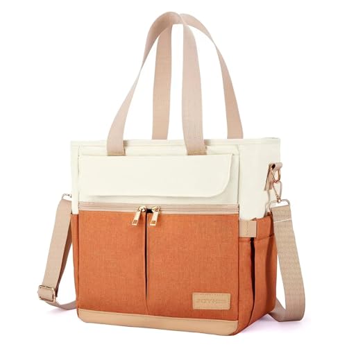 JOYHILL Lunch Bag for Women, Lunch Tote Leakproof Insulated Lunch Box with Shoulder Strap, Adult Reusable Lunch Cooler Tote Bags for Work Picnic Camping Beach (ORANGE) - color: GA-ORANGE