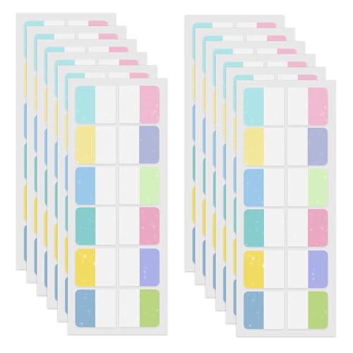 420 Pcs Sticky Page Flags with Glitter, Assorted Color Index Tabs 0.98 x 1.71 Inch, Repositionable PET Film Page Markers for Books, Office, School, Study and Organization