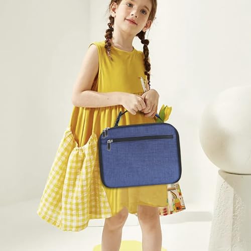 Kids Lunch Box for Boys Girls Lunch Bag Insulated Durable Lunchbox Children Lunch Tote Bag for School Dark Blue - color: Dark Blue