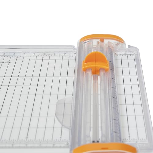 Fiskars SureCut Portable Paper Trimmer, 9" Cut Length for Cardstock and Photos, Fits in 3-Ring Binder for Travel, 10 Sheet Cutting Capacity, 9" Rail, Orange