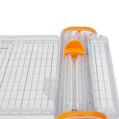 Fiskars SureCut Portable Paper Trimmer, 9" Cut Length for Cardstock and Photos, Fits in 3-Ring Binder for Travel, 10 Sheet Cutting Capacity, 9" Rail, Orange