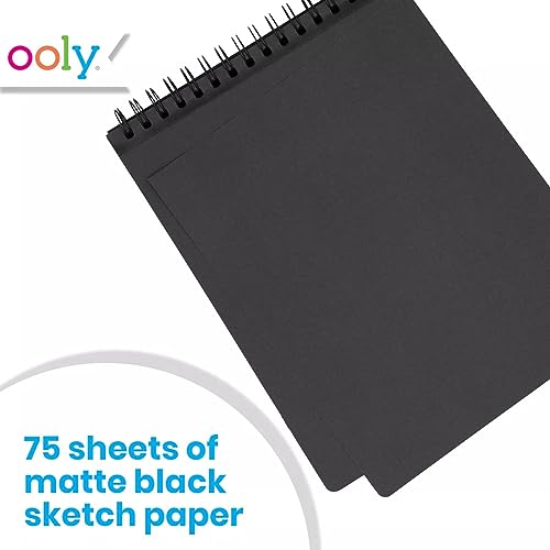 OOLY DIY Cover Small Sketchbook, 5 x 7.5 Inches, Black Paper Sketchbook, Drawing Book for Kids, Artists Drawing Pad for Gel Pens and White Pencils - color: Black Paper, style: Small (5"x7.5")