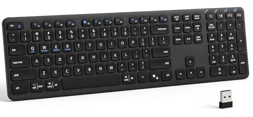 Wireless Bluetooth Keyboard, Full Size Multi-Device Keyboard for PC, Laptop | Connect Up to 3 Devices With Bluetooth or Usb and Enjoy Quiet, Comfortable Typing All Day.