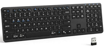 Wireless Bluetooth Keyboard, Full Size Multi-Device Keyboard for PC, Laptop | Connect Up to 3 Devices With Bluetooth or Usb and Enjoy Quiet, Comfortable Typing All Day.