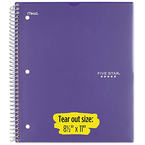 Five Star Spiral Notebook, 1 Subject, College Ruled Paper, 100 Sheets, 11" x 8-1/2" Sheet Size, Customizable Cover, Purple (73820) - color: 08 Royal Purple