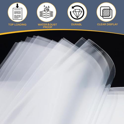 50 Pcs Crystal Clear Sheet Protectors, Letter Size 8.5" x 11" Plastic Paper Sleeves, Page Sleeve Protectors for Paper Document Artwork Photos, No Holes, 4mil