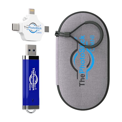 ThePhotoStick® Omni 256GB + Protective Case - Secure Photo & Video Backup and Transfer, Digital File Organization, USB & Multiport Connection for Phones, Tablets and Computers, Water Resistant Case - size: 256GB + Case