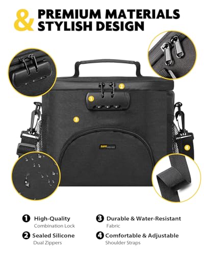 Lunch Bag with Combination Lock, Lunch Box for Men Women, Adjustable Shoulder Strap & Leakproof Soft Cooler for Commute, Travel & Gym - color: Black2