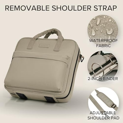 Sturdy 3 Ring Zipper Binder with Strap - 2" Binder with Pockets Holds 500 Sheets, Laptop & More - Durable & Easy to Carry - color: Mud