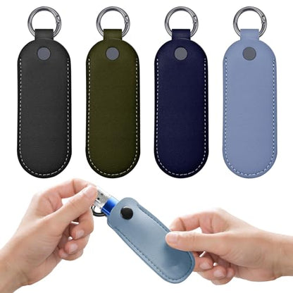 4PCS Flash Drive Case, Leather Storage Bag, Pen Drive Protective Cover, Memory Stick Case (Style 3) - color: Black + Dark Blue + Green + Sky Blue