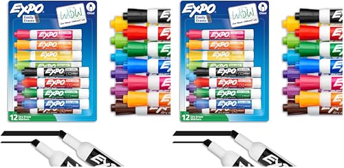 EXPO Dry Erase Markers, Low Odor Ink, Assorted Colors, Chisel Tip, (Pack of 24) - size: 1 Count (Pack of 24)