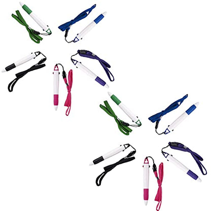 Neck Pens in a Rope Retractable Pen on Lanyard 2 Color Ink Ballpoint Pen with Chain for Nurses Students, Office School Home Supplies (10 Pack)