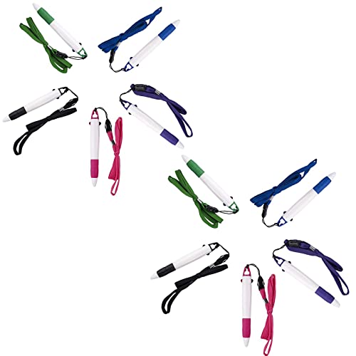 Neck Pens in a Rope Retractable Pen on Lanyard 2 Color Ink Ballpoint Pen with Chain for Nurses Students, Office School Home Supplies (10 Pack)