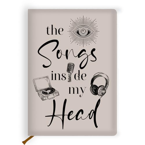 Lovdazzles Pretty Leather Lined Journal Music Notebook 200 Pages A5 Ruled Journaling Notebooks, for Music Composition Songwriting for Instrument Lovers Musicians Students(5.8 x 8.3) - color: Multi 1718