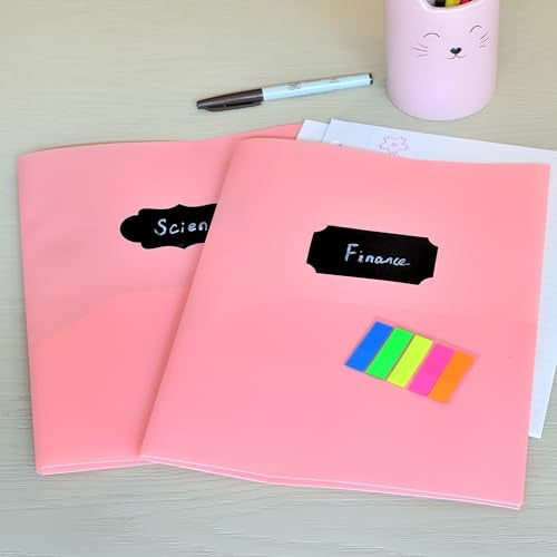 Youngever 6 Pack Heavy Duty Plastic Two Pocket Folders, Heavy Duty Plastic 2 Pocket Folder (Pink) - color: Pink