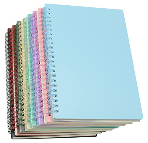 Yansanido Spiral Notebook, 8 Pcs A5 Thick Plastic Hardcover 7mm College Ruled 8 Color 80 Sheets -160 Pages Journals for Study, Work, Travel and Notes (A5, 8 Pcs 8 Color) - color: 8 Pcs 8 Color, size: A5