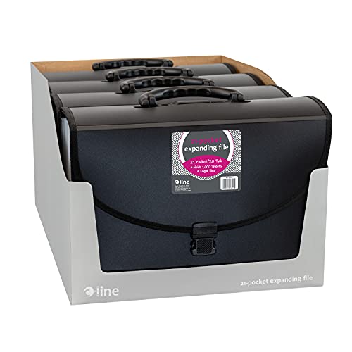 C-Line 21-Pocket Poly Expanding File with Handle, Includes Tabs, Locking Closure, Legal Size, Black (58320), Traditional - size: Legal