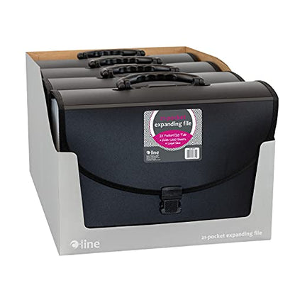 C-Line 21-Pocket Poly Expanding File with Handle, Includes Tabs, Locking Closure, Legal Size, Black (58320), Traditional - size: Legal