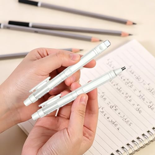 4 Pack Retractable Mechanical Eraser Pen Set (4 White) with 20 Refills (10 Rectangular, 10 Round Tips), Precision Erasers for Artists Drawing, Office & Students - color: White