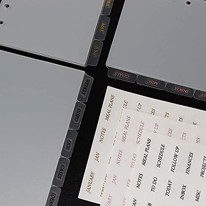 Koqye 12PCS Personal Binder Dividers with 6 Blank Tabs & Planner Stickers | 3.75" x 6.75", Plastic Side Tab Dividers Refillable Page Protectors for 6-Ring Binders, Planner, Agenda - color: Clear - 2 Sets