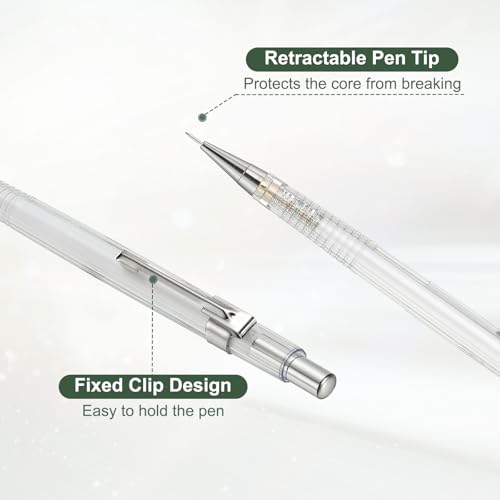 PATIKIL 6Pcs Mechanical Pencil 0.5mm, Lead Pencils Mechanical Holder Fine Point Automatic Plastic Holder with Eraser for Drawing Art Sketching Woodworking, White