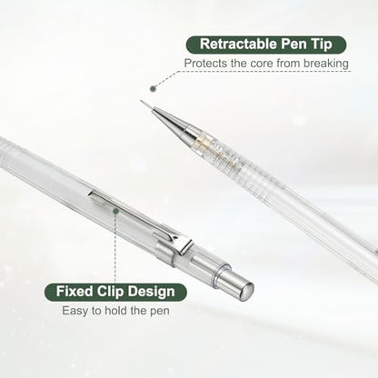 PATIKIL 6Pcs Mechanical Pencil 0.5mm, Lead Pencils Mechanical Holder Fine Point Automatic Plastic Holder with Eraser for Drawing Art Sketching Woodworking, White