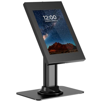 Mount-It! iPad Kiosk Stand, Anti-Theft Locking Countertop Enclosure & 360° Rotating Base, Retail POS & Check-in Stand for iPad Pro, iPad Air & Gen 7–11 (A16), Black - color: Black