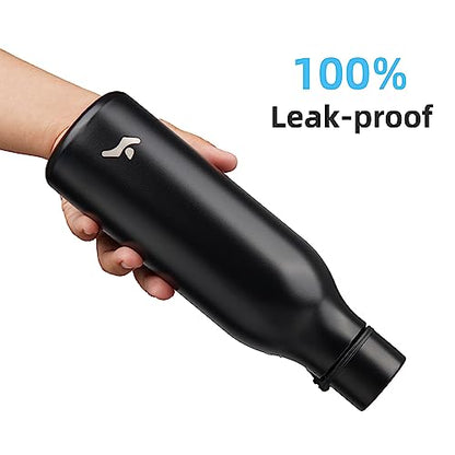 Konokyo Insulated Water Bottle with Strap,18 oz Double Wall Stainless Steel Vacuum Bottles Metal Water Flask,Black - color: Black, size: 18 Ounces