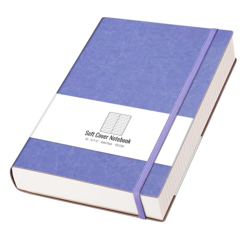 AHGXG Lined Journal Notebook - 320 Numbered Pages Leather Journal for Women, 100gsm Thick College Ruled Paper, Large B5 Softcover Journal for Writing Work School, 7.6'' X 10''-Purple - color: Purple, size: B5