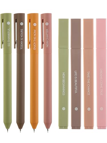 DIVERSEBEE Aesthetic Highlighters and Gel Pens, Earthy Bible Highlighters No Bleed, 8 Pack Assorted Colors Cute Journaling Pens, Bible Study Supplies (Dreams) - color: Dreams