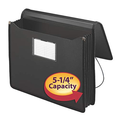 Smead Poly Wallet,Accordion File Organizer for File Folders,Letter Size,Black,5-1/4 inch Expansion,Office Supplies,Document Organizer (71500),(Pack of 12) - size: Letter (Pack of 12), style: Black