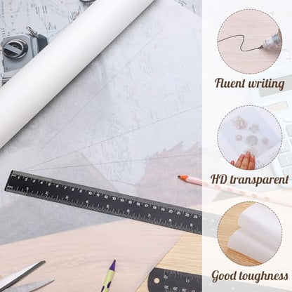 Tracing Paper Roll 17in x 25yd, White Trace Paper Pattern Paper Translucent Tracing Paper for Sewing, Drawing, Sketch, Gift Wrapping - size: 17in x 25yd