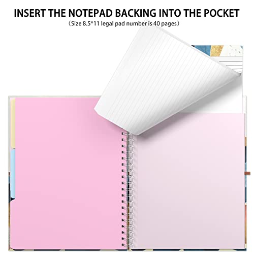 Rimilak Spiral Clipboard Folio with Refillable Lined Notepad, 14.5 x 9.8 In, Hardcover Cover with 5 Interior Pockets, Elastic Band and Pen Loop Series. Cute Stylish Clipfolio, Watercolor Sunset - color: Watercolor Sunset