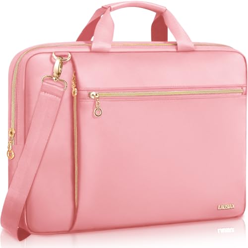 15.6 16 Inch Laptop Bag Case for Women Men Compatible with MacBook Pro M5/HP OmniBook Omen Envy/Dell Pro Inspiron/Lenovo Yoga IdealPad, Messenger Carrying Briefcase Computer Bag Case, Pink - color: Pink, size: 15.6 inch