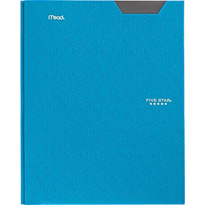 Five Star Folder, 2 Pocket, 8-1/2" x 11" | Plastic | Tidewater Blue | Prong Fasteners | Pack of 2 - color: Tidewater Blue, size: 1 Count (Pack of 2)