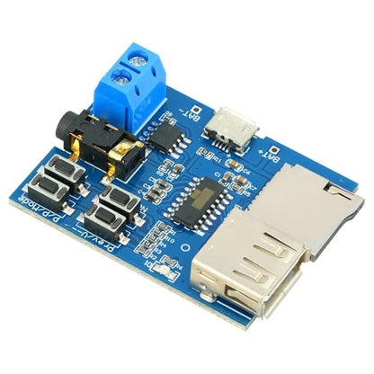 5Pcs MP3 Decoder Player Module | Small Amplifier, TF Card U Disk Play, Micro USB 5V Power Supply, Audio Amplifier