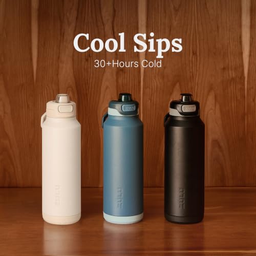 ZULU Powerfill Pro 24oz Stainless Steel Water Bottle with Quick Fill Lid, Triple Walled Vacuum Insulated Metal, Leak Proof Locking Lid, Sip and Chug, Reusable BPA Free, Ash - color: Ash, style: 24oz