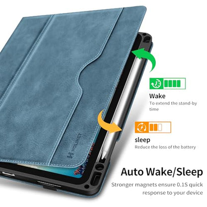 H HOLIMET Case for iPad Air 11 Inch 2026 M4/M3/M2 (2025/2024)/iPad Air 4th/5th Generation 10.9-inch with Pencil Holder Pocket Typing Angle Auto Sleep/Wake Muti-Stand Vegan Leather - color: Blue