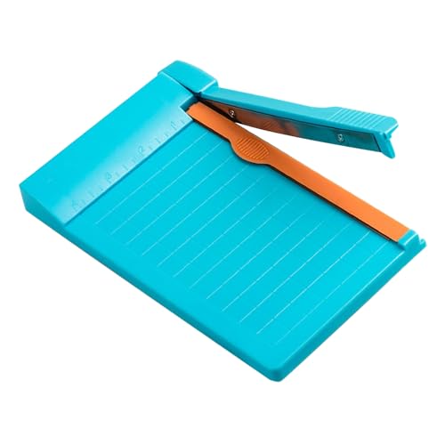 Portable Paper Cutter, Small Paper Trimmer Multipurpose Efficient Clear Scale High Accuracy A4 Paper Trimmer for Scrapbooking Craft Paper Photos DIY Projects School Office Use (Light Blue)