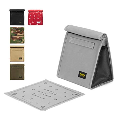 2nd Childhood Insulated Lunch Bag for Men, Durable & Reusable, Grey | Slim lunch bag with carry handle, two mesh side pockets and a back slip pocket; insulated liner keeps food cool - color: Gray