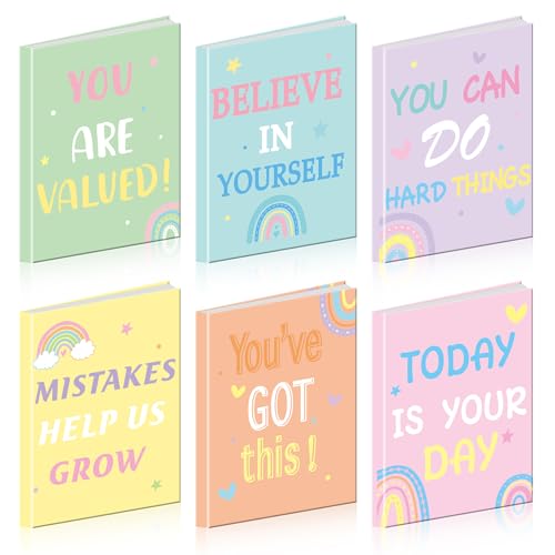6 Pack Pastel Inspirational Quotes Book Cover Stretchable Reusable Jumbo Book Covers Protector for Textbook Hardcover Books up to 9 x 11 in Fabric Books Sox Back to Supplies - color: Pastel
