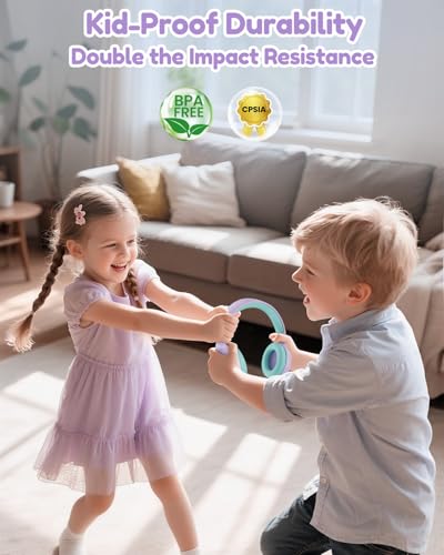 Acer Kids Bluetooth Headphones, 85/94dB Volume Limited, 60H Playtime, Bluetooth 6.0, Lightweight Over-Ear Wireless Headphones for Kids, Toddler Headphones with Built-in Mic, Purple-Green - color: Purple Green