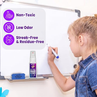 EXTRIC Dry Erase Markers Fine Tip 5 ct, Magnetic Eraser, Whiteboard Spray | Use: Whiteboards and Glass Boards, Includes: 5 Markers, 1 Eraser, Cleaner Spray, Feature: Low-Odor, Non-Toxic - style: Fine Tip