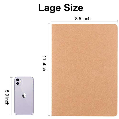Large Dot Grid Notebook Journals Bulk with Thick Dotted Grid Paper, 60 Pages, 8.5x11 inch, Composition Diary Subject Notebooks Planner for Travelers Students Office, Kraft Journal Set, 12 Pack - style: Dot Grid