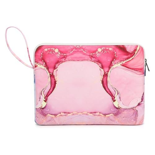 Laptop Sleeve with Pocket (Pink Marble, 12.5 inch-13.5 inch) - color: Pink Marble With Strap, size: 12.5 inch-13.5 inch