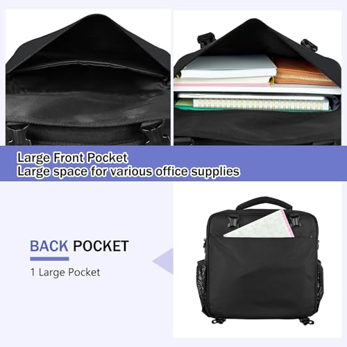 3 Ring Zipper Binder Bag for 700+ Sheets Capacity Detachable Backpack Straps & Shoulder 14 Inch Laptop for and Office（Black - color: Dark Black